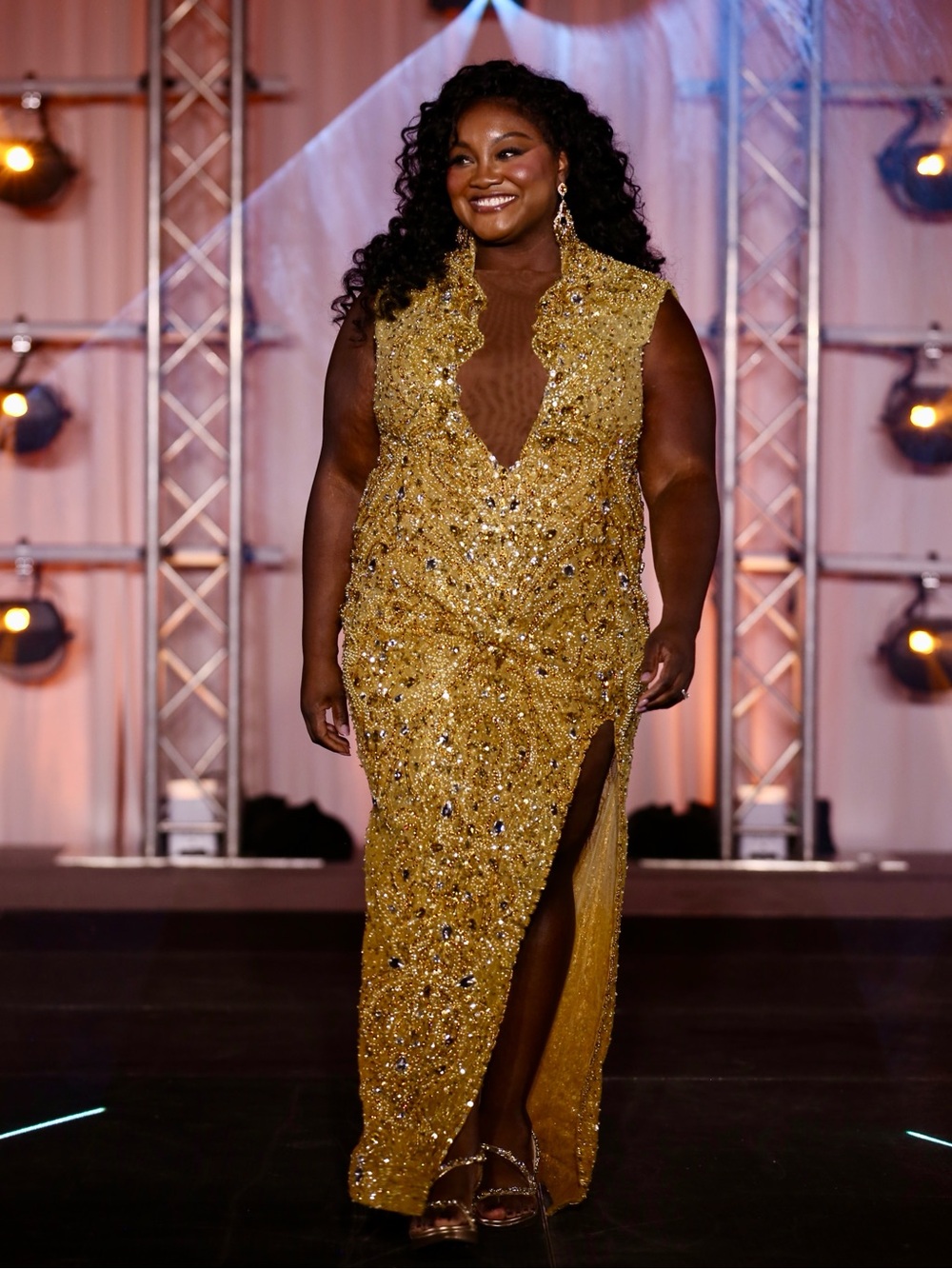 CUSTOM Gold Beaded Pageant Gown